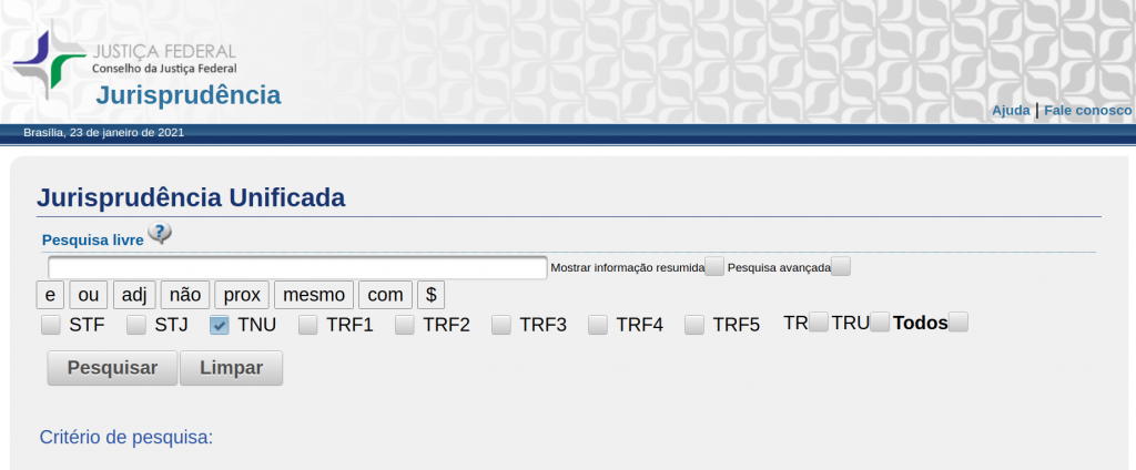 pesquisa unificada de jurisprudencia da justiça federal