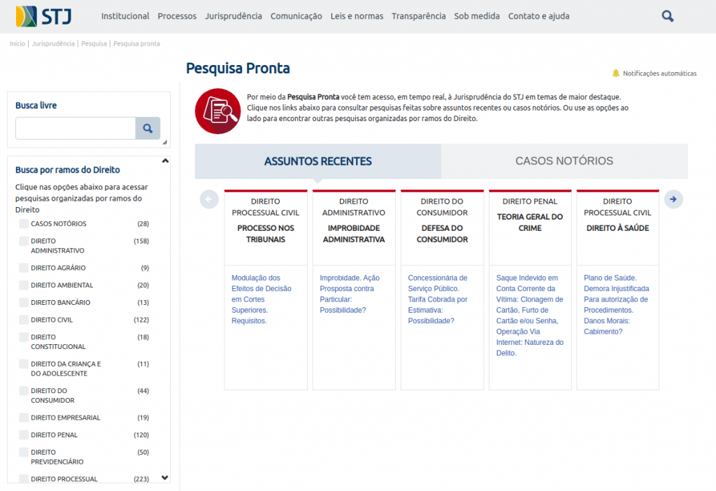 pesquisa pronta do stj