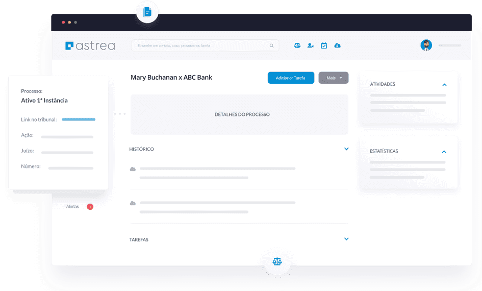 Interface do software jurídico Astrea